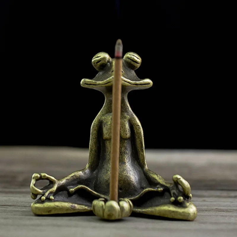 Vintage Zen Frog Incense Burner Alloy Sandalwood Incense Stick Holder Mini Home Decor Ornaments Sculpture Tea Pets