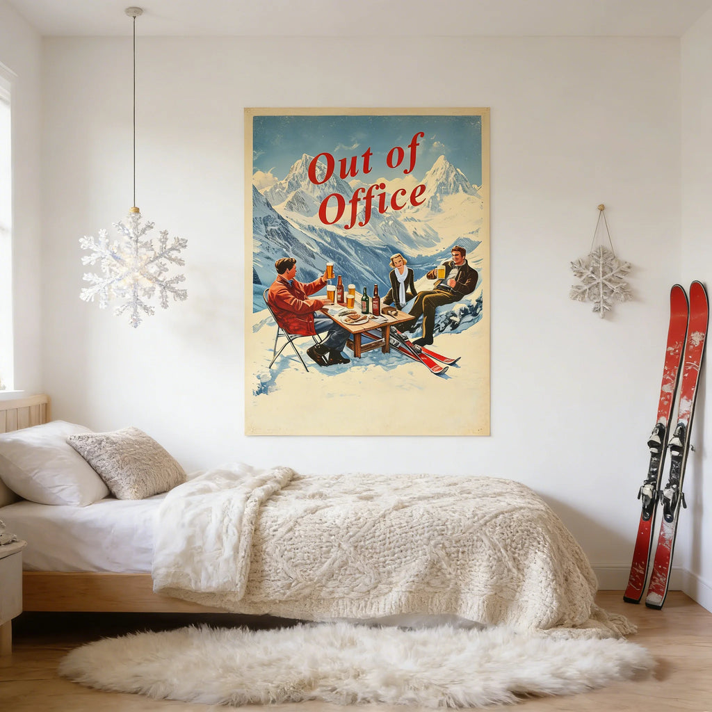Vintage Apres Ski Print | Retro Apres Ski Wall Art | Vintage Bar Cart Print | Ski Poster | Mountain Ski Print | Winter Scene