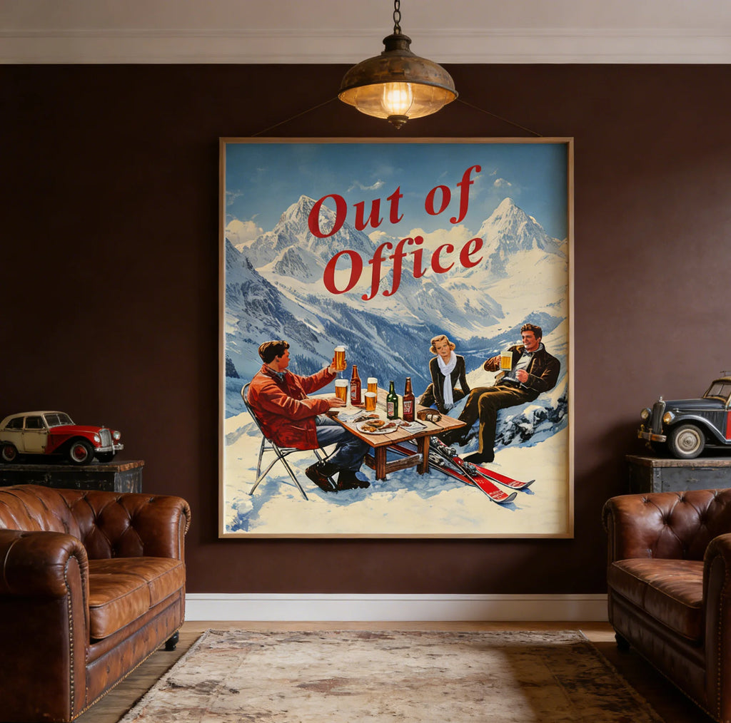 Vintage Apres Ski Print | Retro Apres Ski Wall Art | Vintage Bar Cart Print | Ski Poster | Mountain Ski Print | Winter Scene