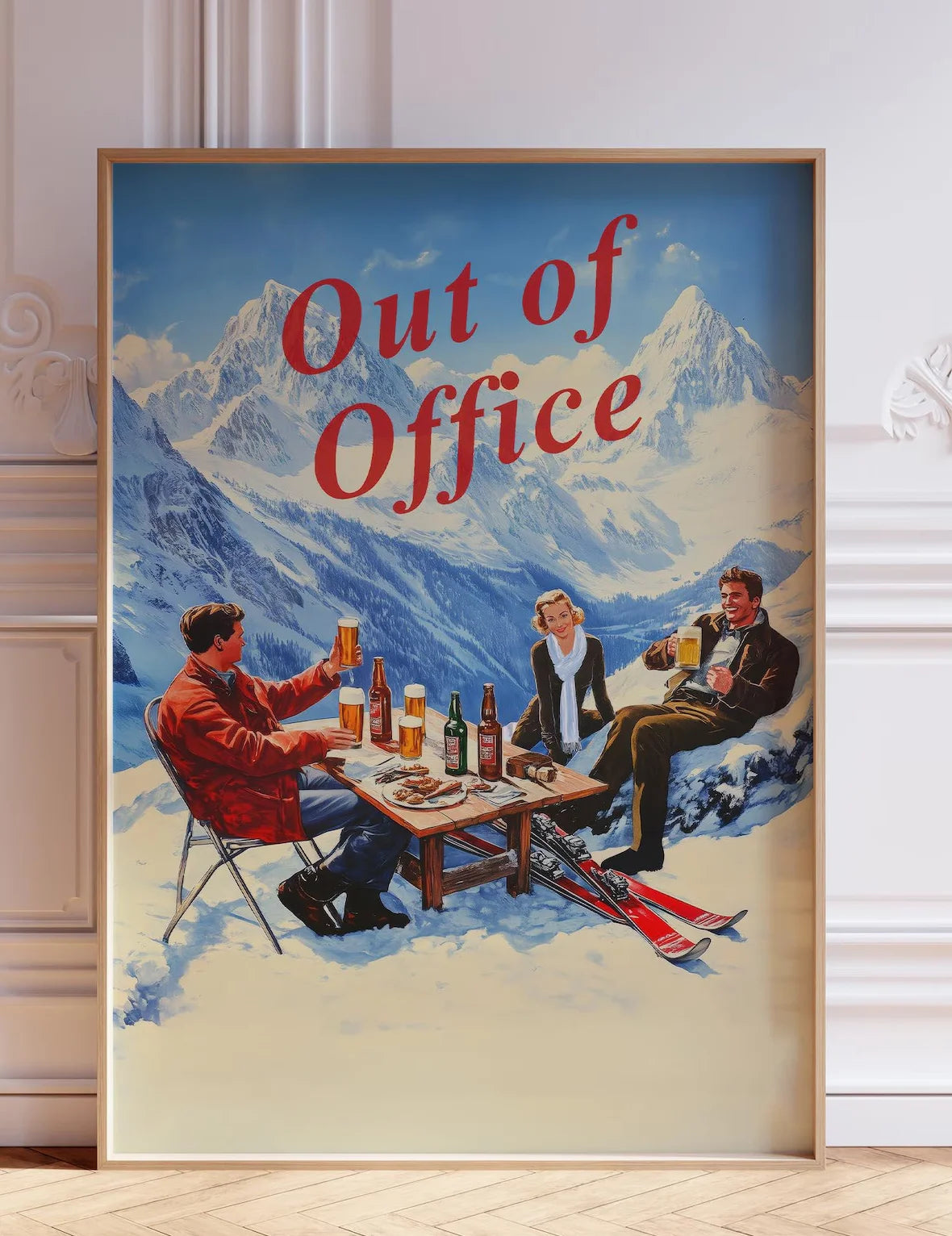 Vintage Apres Ski Print | Retro Apres Ski Wall Art | Vintage Bar Cart Print | Ski Poster | Mountain Ski Print | Winter Scene